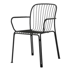 Chaise de jardin empilable avec accoudoires en acier noir chaud Thorvald SC95 - &tradition
