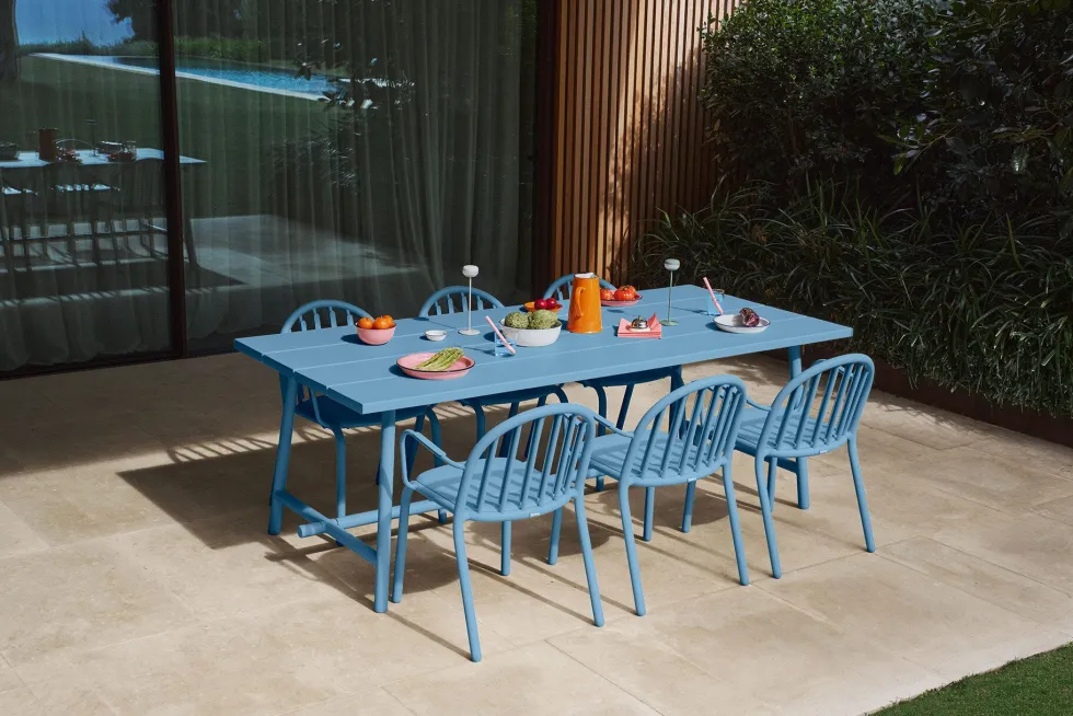 Chaise de jardin en aluminium bleu 52x56x80cm Fred's - Fatboy