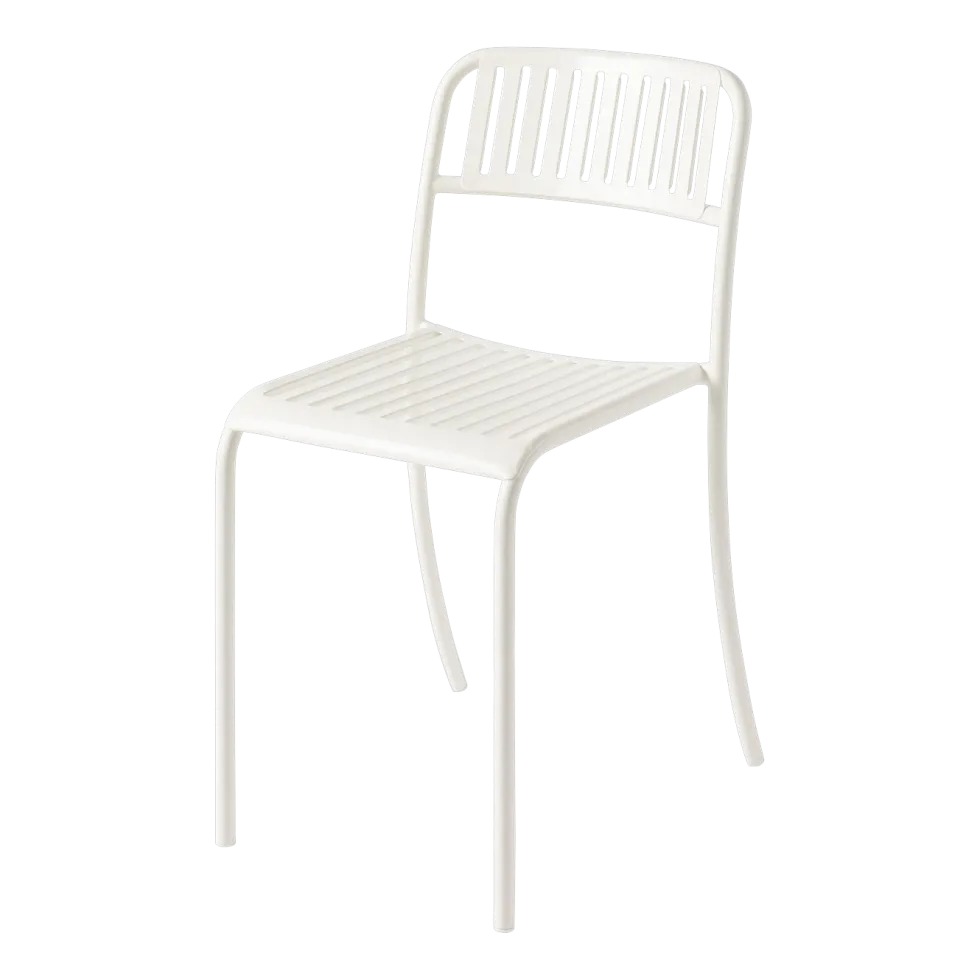 Chaise de jardin à lames en acier inoxydable blanc pur Patio - Tolix