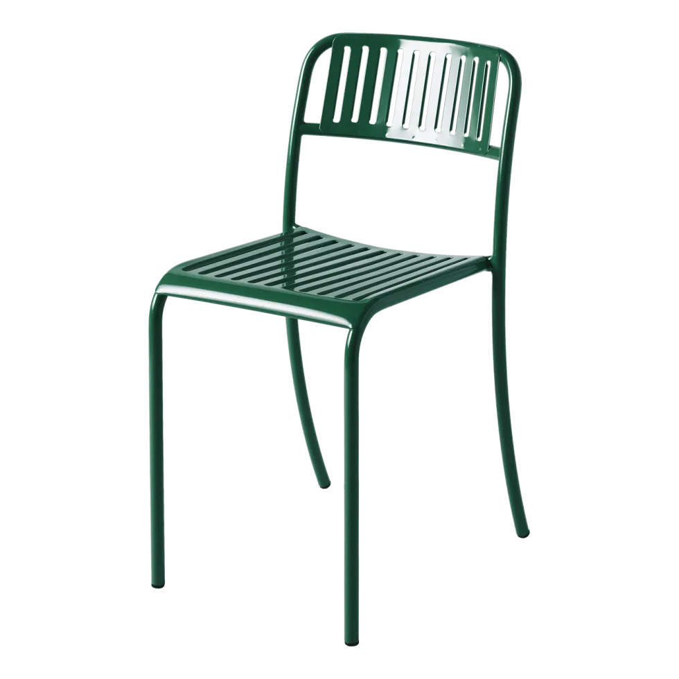 Chaise de jardin à lames en acier inoxydable vert mousse Patio - Tolix