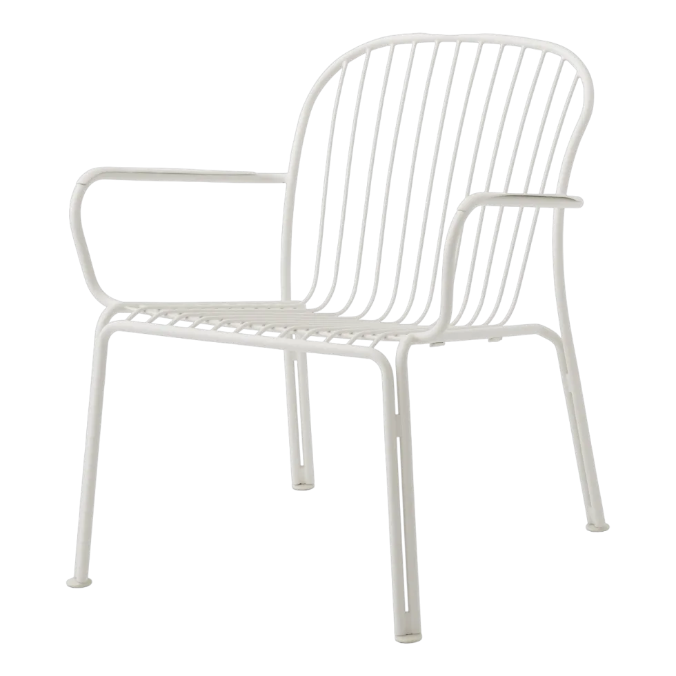 Chaise de jardin large avec accoudoirs en acier ivoire Thorvald SC101 - &tradition