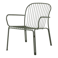 Chaise de jardin large avec accoudoirs en acier vert bronze Thorvald SC101 - &tradition