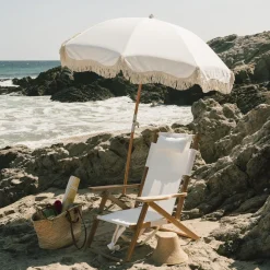 Chaise de plage pliante en tissu blanc Antique The Tommy Chair - Business & Pleasure