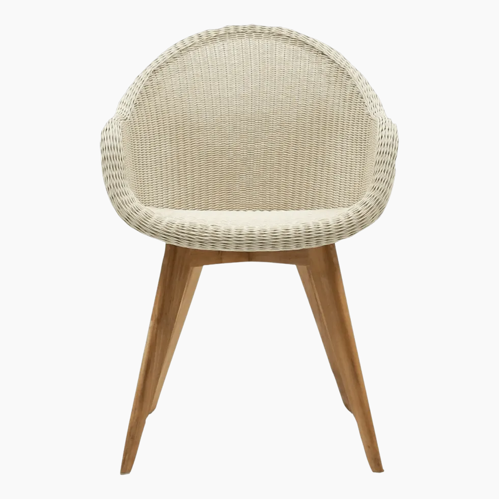 Chaise de repas extérieur teck massif blanc cassé Edgard - Vincent Sheppard