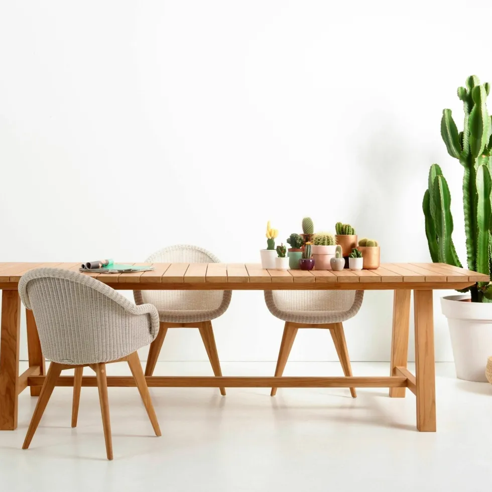 Chaise de repas extérieur teck massif blanc cassé Edgard - Vincent Sheppard