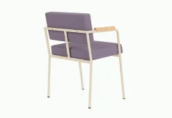 Chaise de salle à manger avec accoudoirs en acier beige et tissu violet Monday - Fest Amsterdam