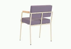 Chaise de salle à manger avec accoudoirs en acier beige et tissu violet Monday - Fest Amsterdam