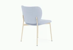 Chaise de salle à manger en acier beige et tissu bleu glacé Eve - Fest Amsterdam