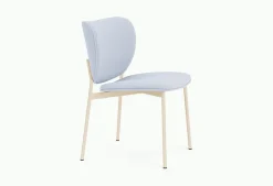Chaise de salle à manger en acier beige et tissu bleu glacé Eve - Fest Amsterdam