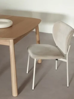 Chaise de salle à manger en acier beige et tissu bleu glacé Eve - Fest Amsterdam