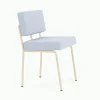 Chaise de salle à manger en acier beige et tissu bleu glacé Monday - Fest Amsterdam
