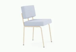 Chaise de salle à manger en acier beige et tissu bleu glacé Monday - Fest Amsterdam