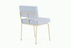 Chaise de salle à manger en acier beige et tissu bleu glacé Monday - Fest Amsterdam