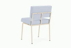 Chaise de salle à manger en acier beige et tissu bleu glacé Monday - Fest Amsterdam