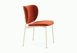 Chaise de salle à manger en acier beige et tissu rouge Eve - Fest Amsterdam