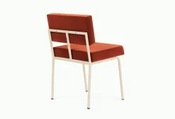 Chaise de salle à manger en acier beige et tissu rouge Monday - Fest Amsterdam