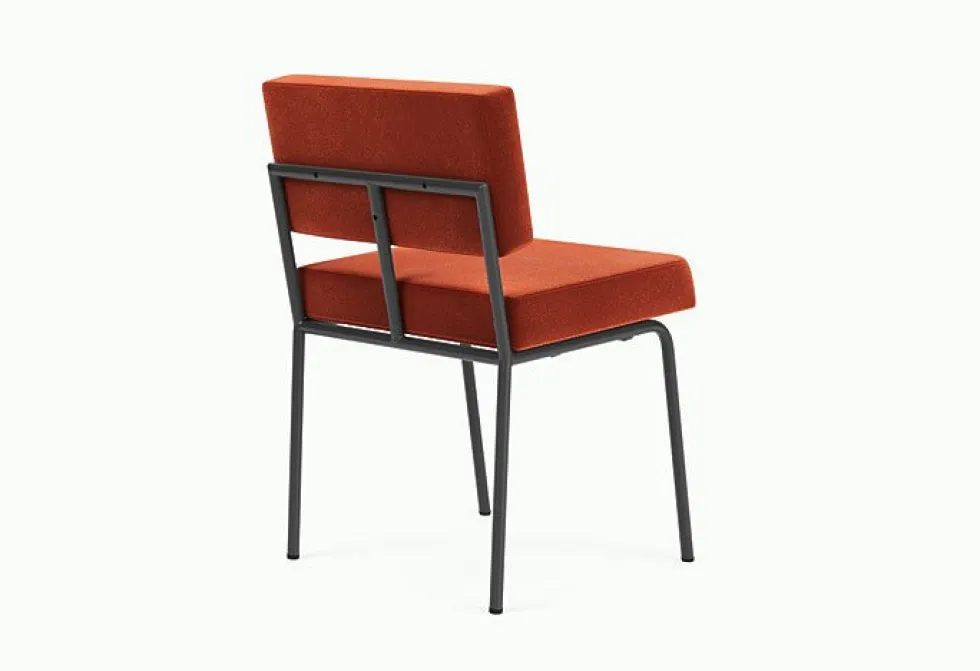 Chaise de salle à manger en acier noir et tissu rouge Monday - Fest Amsterdam