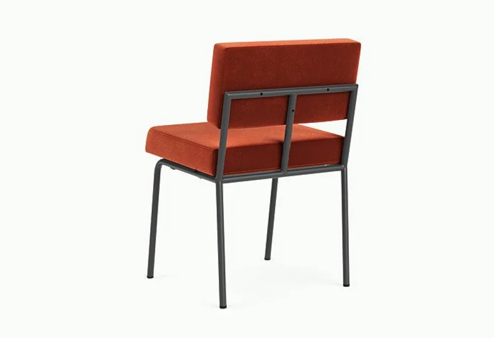 Chaise de salle à manger en acier noir et tissu rouge Monday - Fest Amsterdam