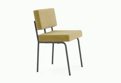 Chaise de salle à manger en acier noir et tissu vert pistache Monday - Fest Amsterdam