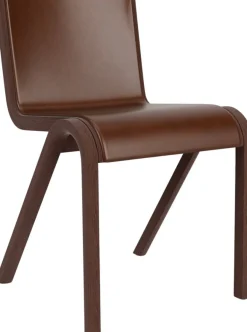 Chaise de salle à manger en chêne teinté rouge et tissu dakar 0329 78cm Ready - Audo