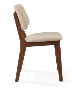 Chaise de salle à manger en tissu beige et bois de frêne Smooth Happy Days - Pols Potten