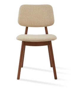 Chaise de salle à manger en tissu beige et bois de frêne Smooth Happy Days - Pols Potten
