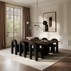 Chaise de salle à manger en tissu bouclé taupe foncé Daiku - 101 COPENHAGEN