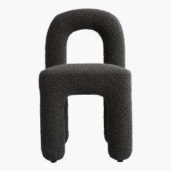 Chaise de salle à manger en tissu bouclé taupe foncé Daiku - 101 COPENHAGEN