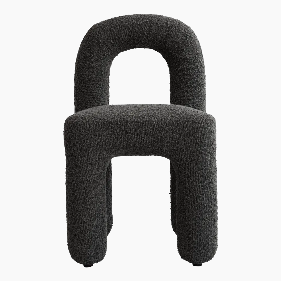 Chaise de salle à manger en tissu bouclé taupe foncé Daiku - 101 COPENHAGEN