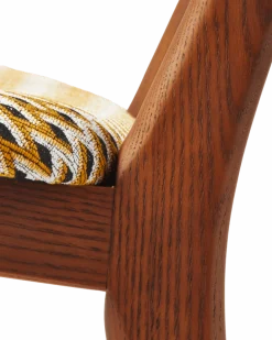 Chaise de salle à manger en tissu à motif jaune et bois de frêne Geo Happy Days - Pols Potten