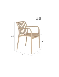 Chaise d'extérieur avec accoudoirs en plastique beige Cala - The Cool Republic