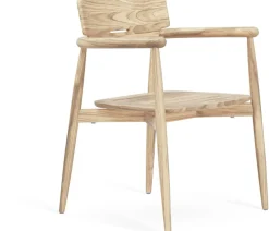 Chaise d'extérieur avec accoudoirs en teck non traité 80cm E008 - Carl Hansen & Søn