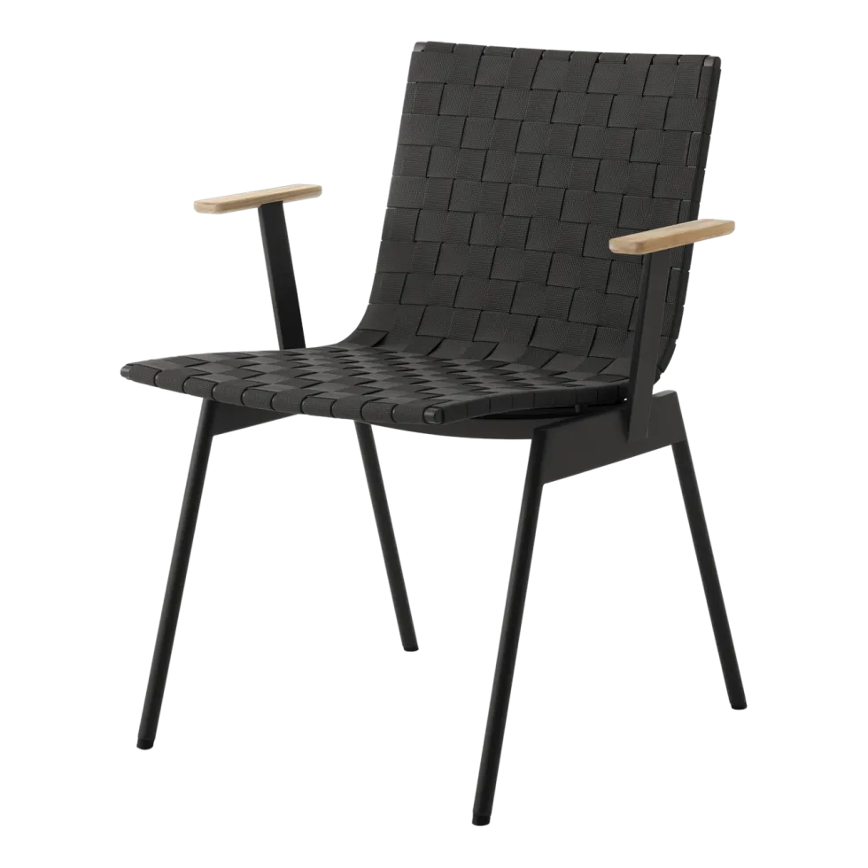 Chaise d'extérieur en acier et teck noir chaud Ville AV34 - &Tradition