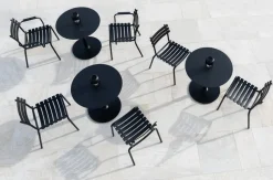 Chaise d'extérieur en aluminium noir avec accoudoirs 59x63x82cm Alua - Houe