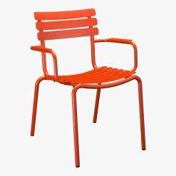 Chaise d'extérieur en aluminium rouge avec accoudoirs 59x63x82cm Alua - Houe