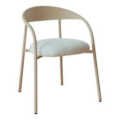 Chaise en acier beige et tissu ivoire 74x60x54cm Linelle - Metallbude