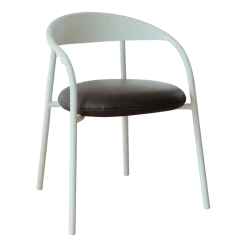 Chaise en acier blanc et cuir marron 74x60x54cm Linelle - Metallbude
