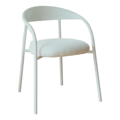 Chaise en acier blanc et tissu ivoire 74x60x54cm Linelle - Metallbude
