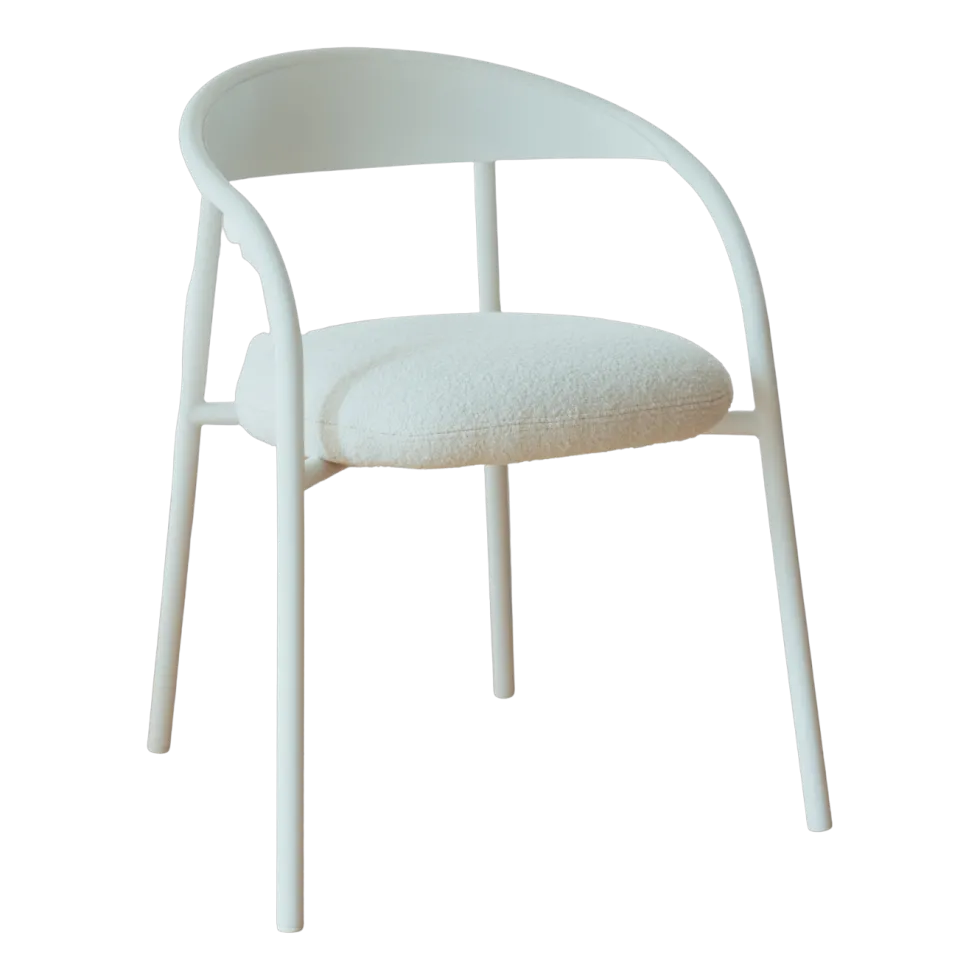 Chaise en acier blanc et tissu ivoire 74x60x54cm Linelle - Metallbude