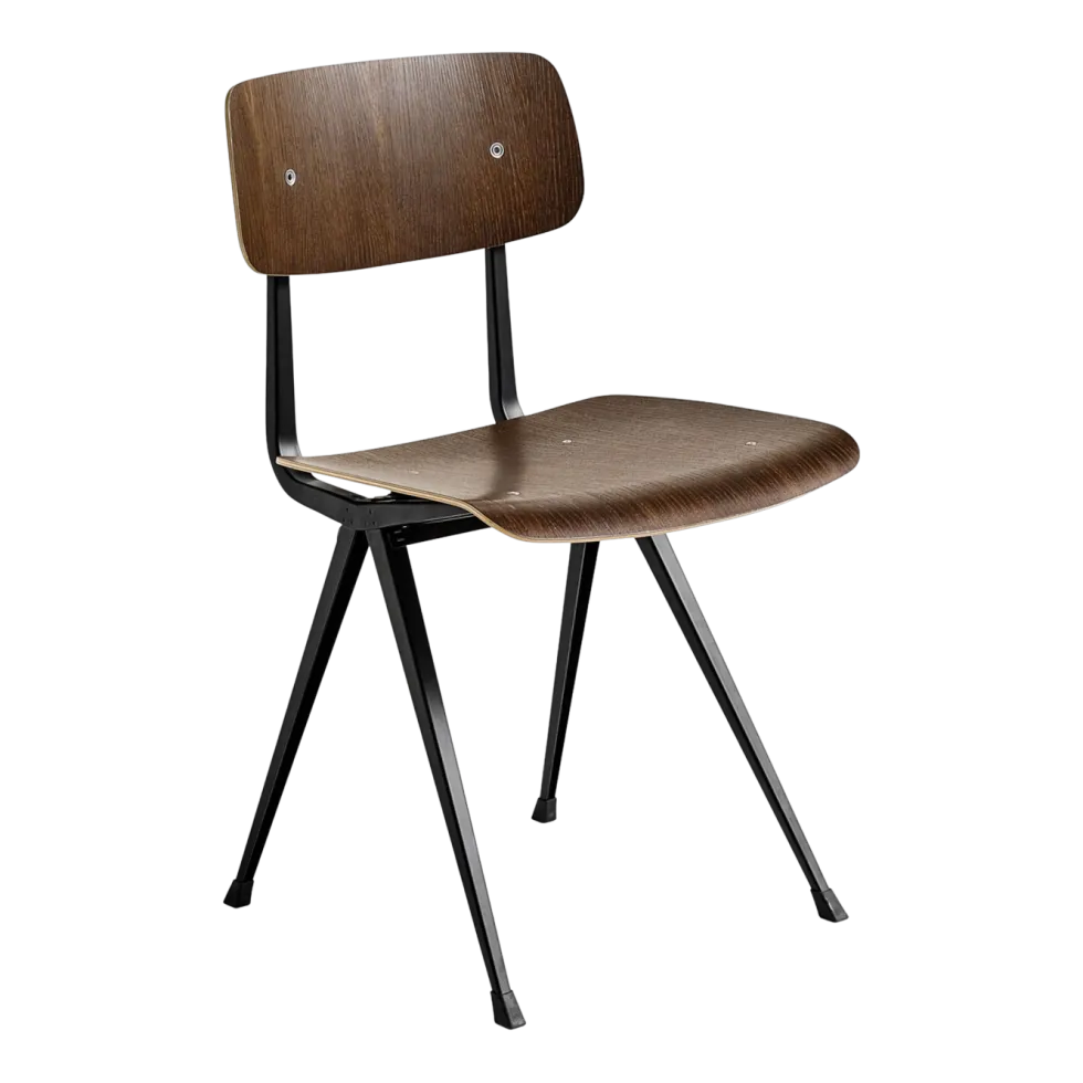 Chaise en acier noir et bois de chêne fumé Result - HAY