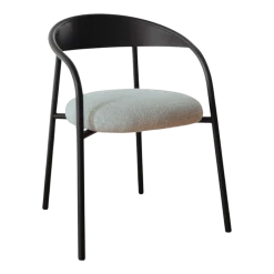Chaise en acier noir et tissu greige 74x60x54cm Linelle - Metallbude
