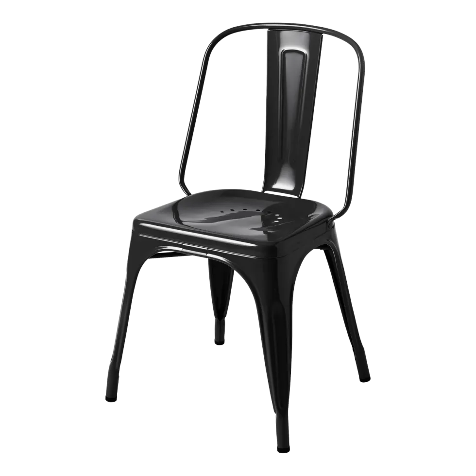 Chaise en acier noir foncé AC - Tolix