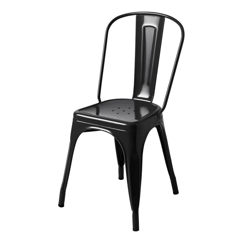 Chaise en acier noir foncé A - Tolix