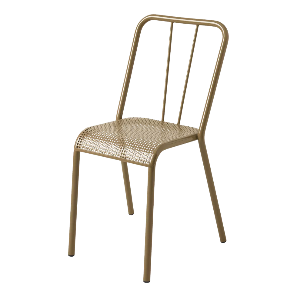 Chaise en acier tressé brun vert T37 - Tolix