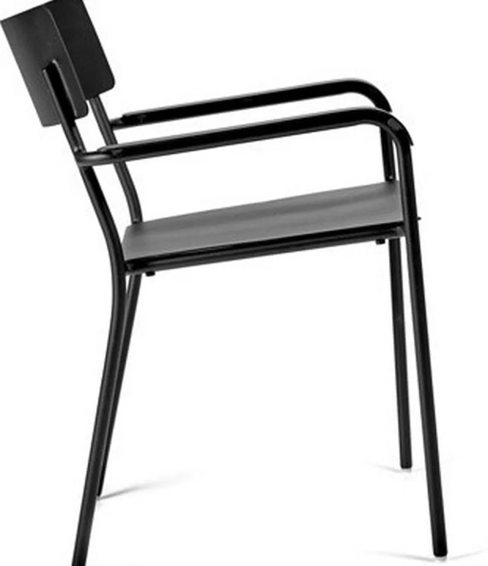 Chaise en aluminium avec accoudoirs noir August - Serax