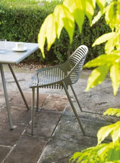 Chaise en aluminium blanc crème 51 x 51 cm Niwa - Fast Spa