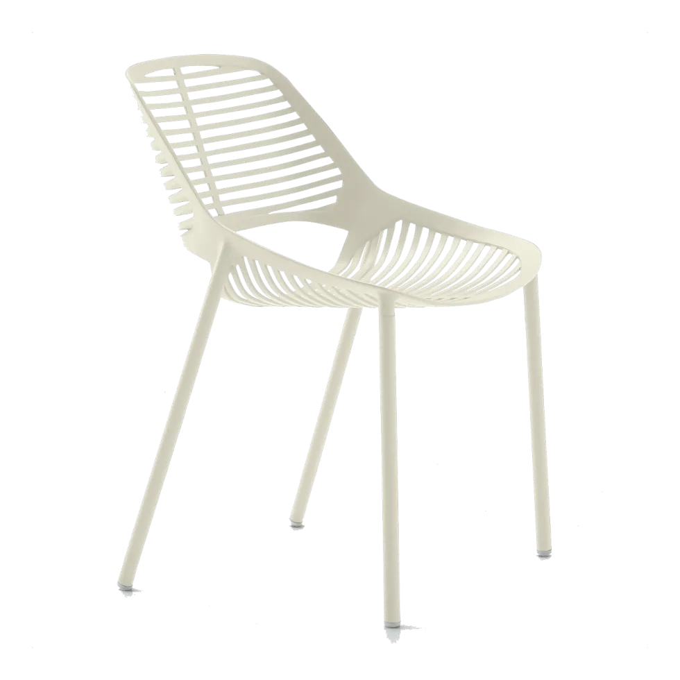 Chaise en aluminium blanc crème 51 x 51 cm Niwa - Fast Spa