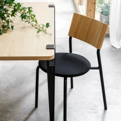 Chaise en bois chêne et en tissu recyclé noir graphite SSD Soft - TipToe