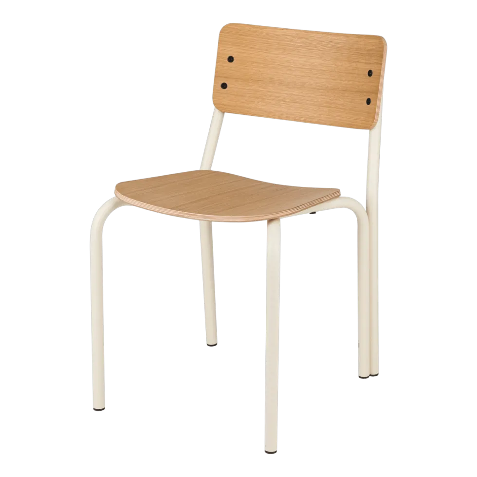 Chaise en bois de chêne et acier blanc Kei - noo.ma