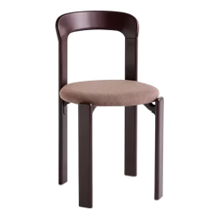 Chaise en bois de hêtre tapissé rouge raisin Rey - Hay